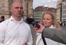 Kathrin Oertel, Frank Geppert und die 193 Friedenstauben am 1.Mai in Dresden