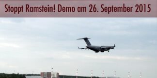 Demonstration gegen die Militärbasis in Ramstein am 26. September 2015
